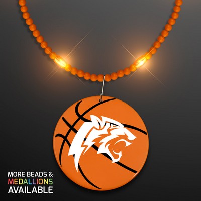 Still-Light Orange Beads With Basketball Medallion - PRINTED