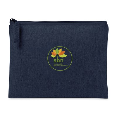 Recycled Cotton Zippered Pouch - AWARE™ - Indigo Denim