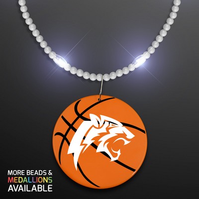 Still-Light White Beads With Basketball Medallion - PRINTED