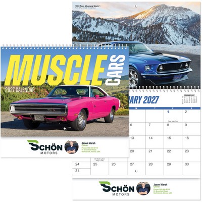 Full Color Muscle Cars Spiral Wall Calendar