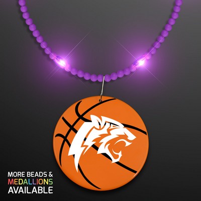 Still-Light Purple Beads With Basketball Medallion - PRINTED