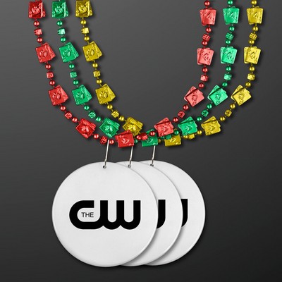 Mini Cards & Dice Beads with White Medallions - PRINTED